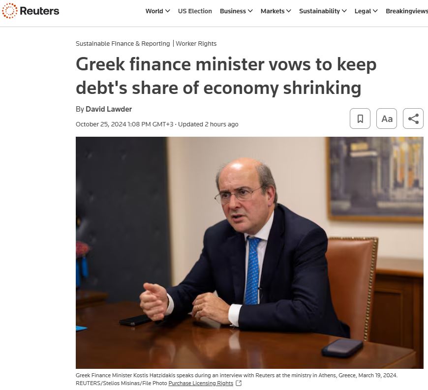 Χατζηδάκης στο Reuters: Μείωση χρέους με δημοσιονομική σύνεση και φιλοεπενδυτική πολιτική - Οικονομικός Ταχυδρόμος