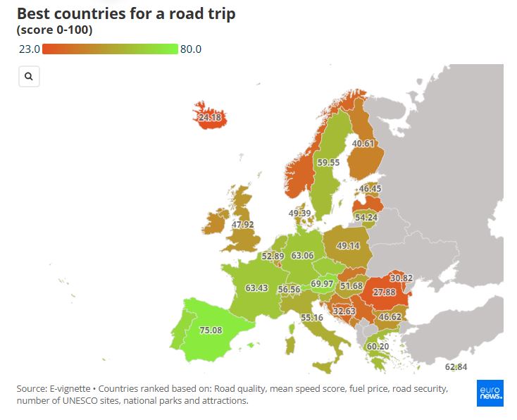 Ευρώπη: Οι καλύτεροι προορισμοί για οδικά ταξίδια - Η θέση της Ελλάδας