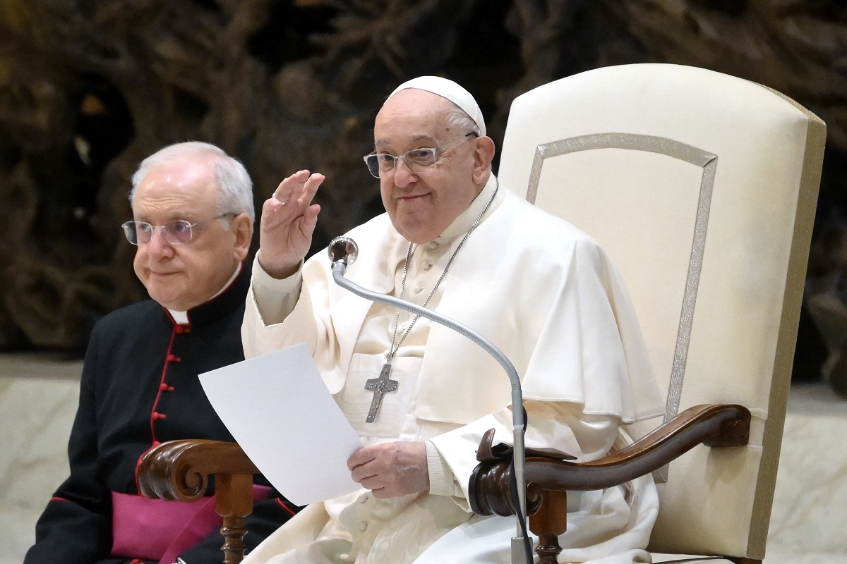 Pope Francis leads Wednesday's general audience in Vatican City