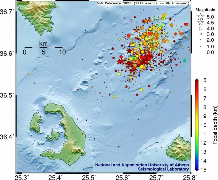 ΕΚΠΑ: Πάνω από 10.000 σεισμοί σε 11 μέρες μεταξύ Σαντορίνης και Αμοργού - «Μειώνεται η σεισμικότητα»