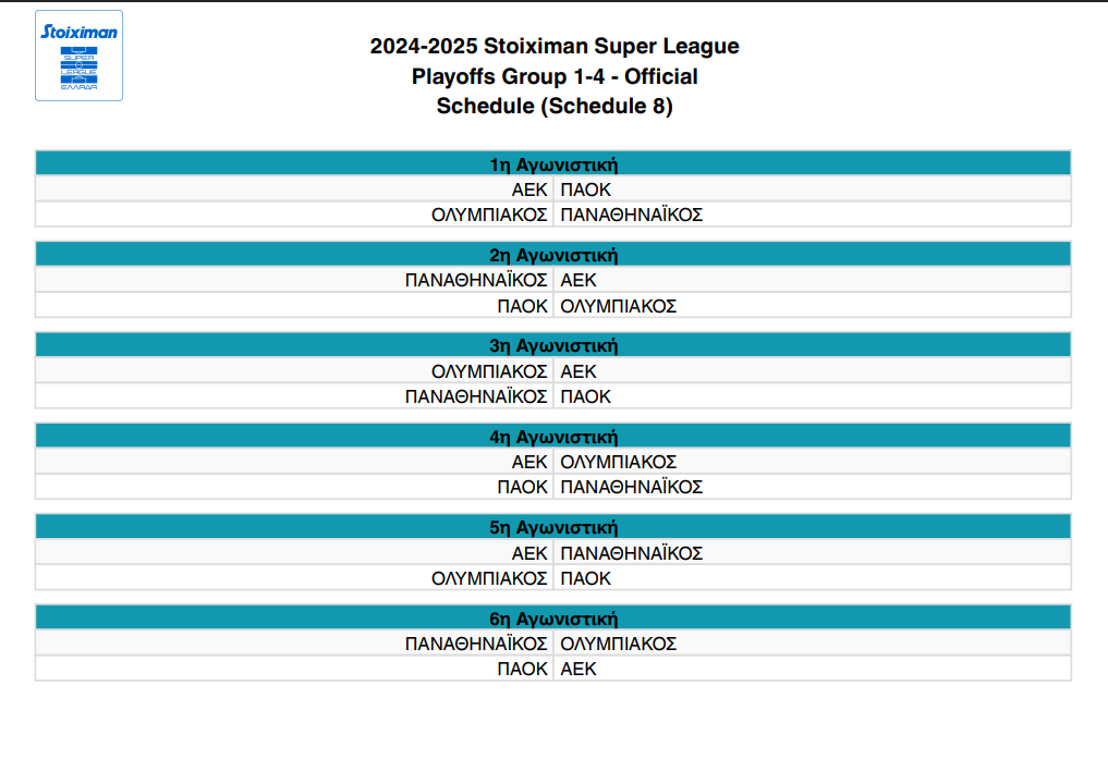 Superleague: Πρεμιέρα με Ολυμπιακός – Παναθηναϊκός στο Καραϊσκάκη – Όλο το πρόγραμμα των play off